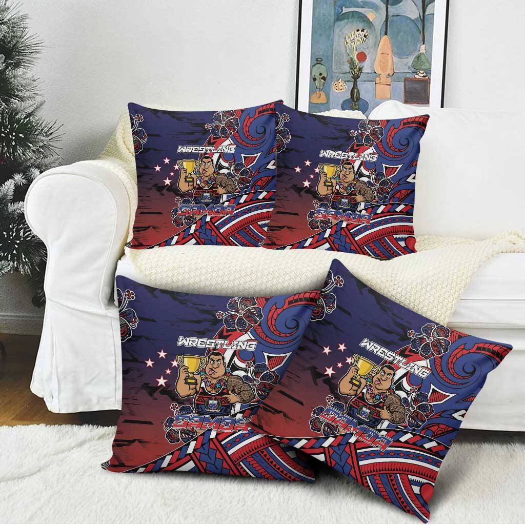 Samoa Wrestling Pillow Cover Polynesian Warrior Funny Style - Polynesian Pride