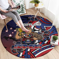 Samoa Wrestling Round Carpet Polynesian Warrior Funny Style - Polynesian Pride
