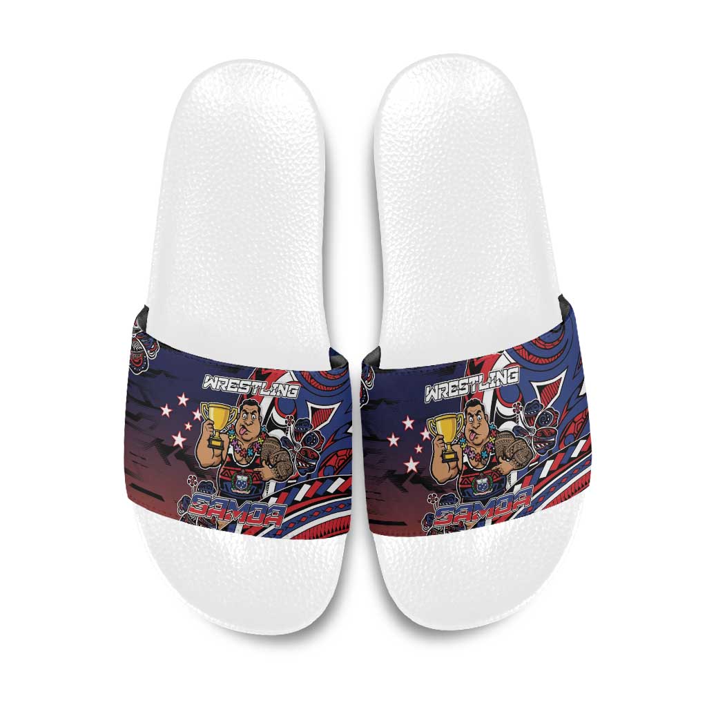 Samoa Wrestling Slide Sandals Polynesian Warrior Funny Style DT05 Navy - Polynesian Pride