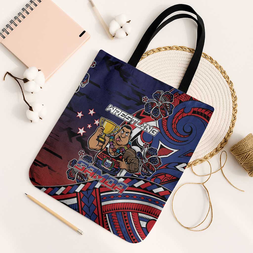 Samoa Wrestling Tote Bag Polynesian Warrior Funny Style - Polynesian Pride