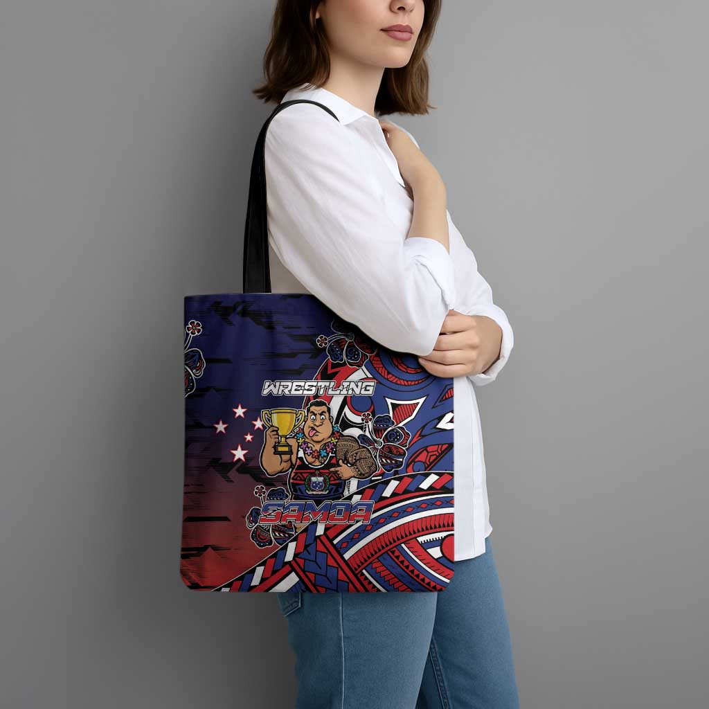 Samoa Wrestling Tote Bag Polynesian Warrior Funny Style - Polynesian Pride