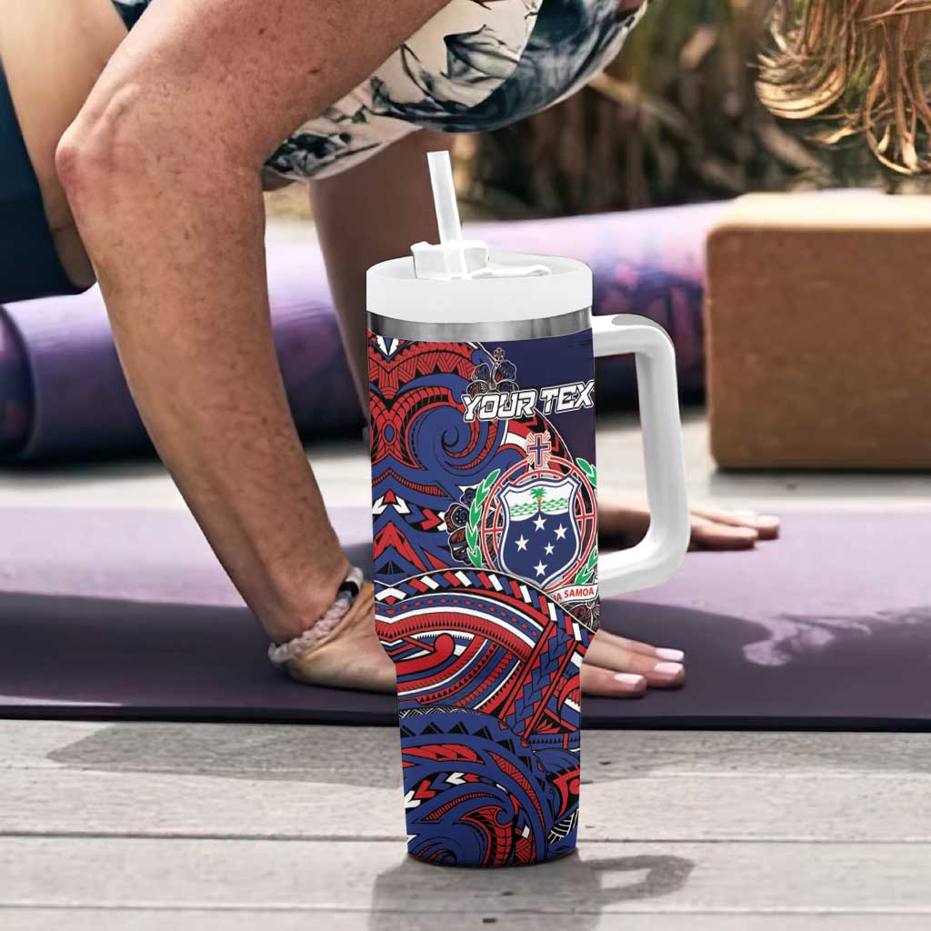 Personalised Samoa Wrestling Tumbler With Handle Polynesian Warrior Funny Style - Polynesian Pride