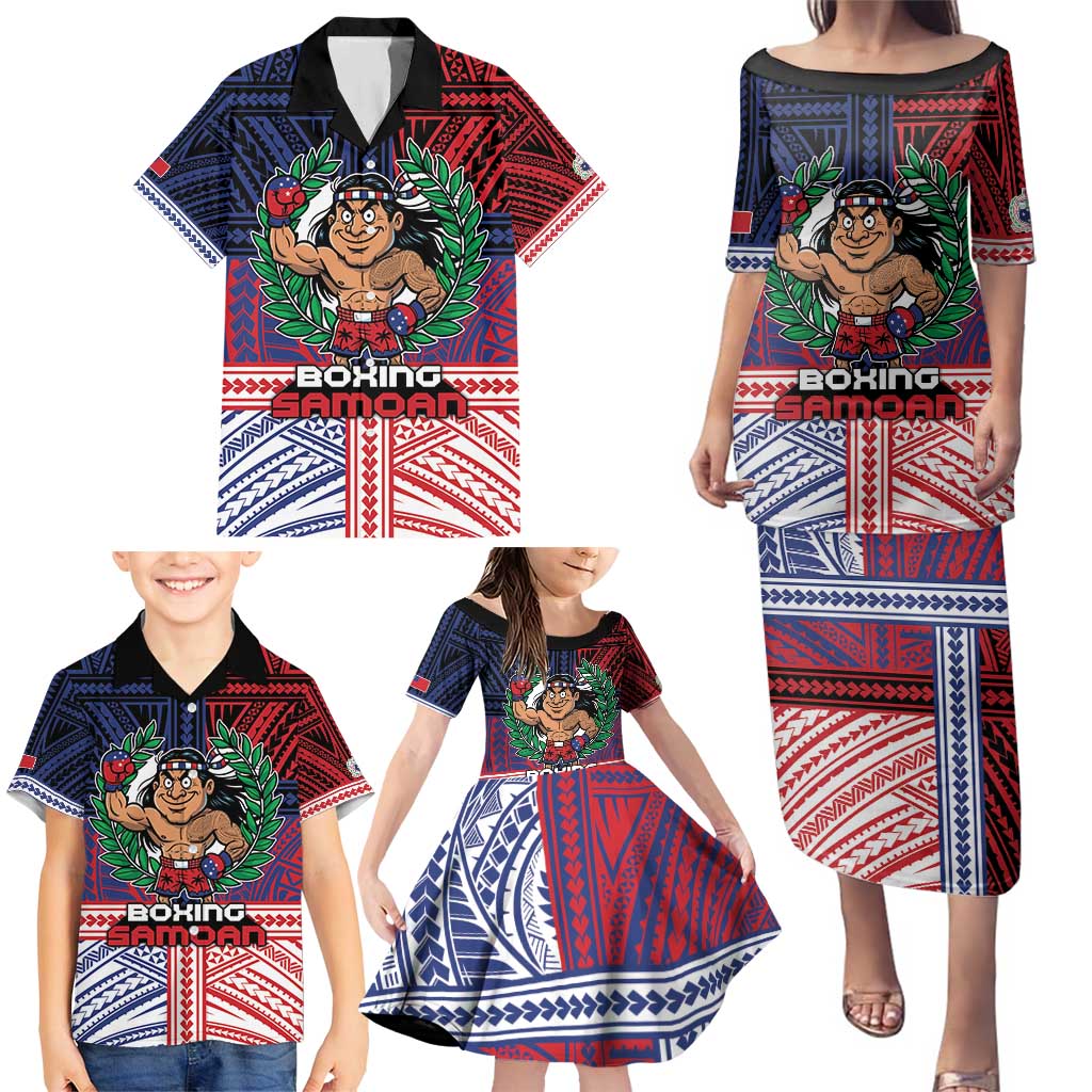 Personalised Samoa Boxing Family Matching Puletasi and Hawaiian Shirt Samoan Boxer Funny Style - Polynesian Pride