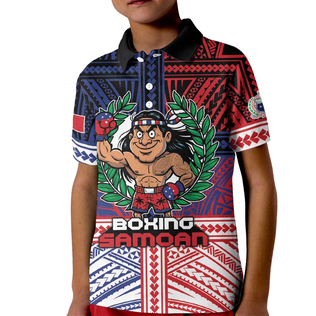 Personalised Samoa Boxing Kid Polo Shirt Samoan Boxer Funny Style - Polynesian Pride