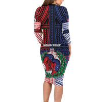 Personalised Samoa Boxing Long Sleeve Bodycon Dress Samoan Boxer Funny Style DT05 - Polynesian Pride