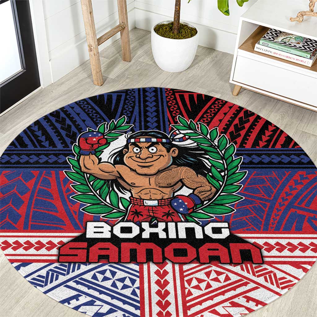 Samoa Boxing Round Carpet Samoan Boxer Funny Style DT05 Red - Polynesian Pride