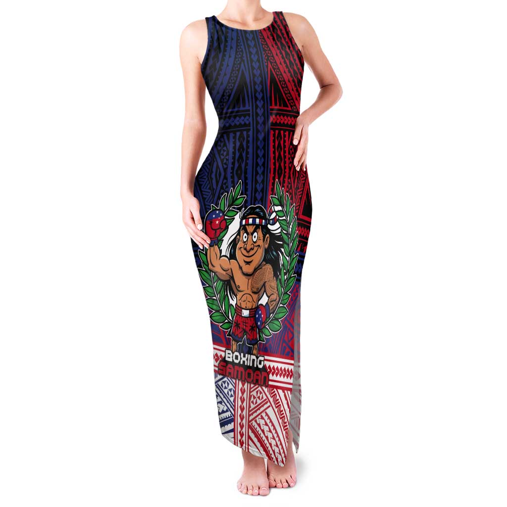 Personalised Samoa Boxing Tank Maxi Dress Samoan Boxer Funny Style DT05 Women Red - Polynesian Pride