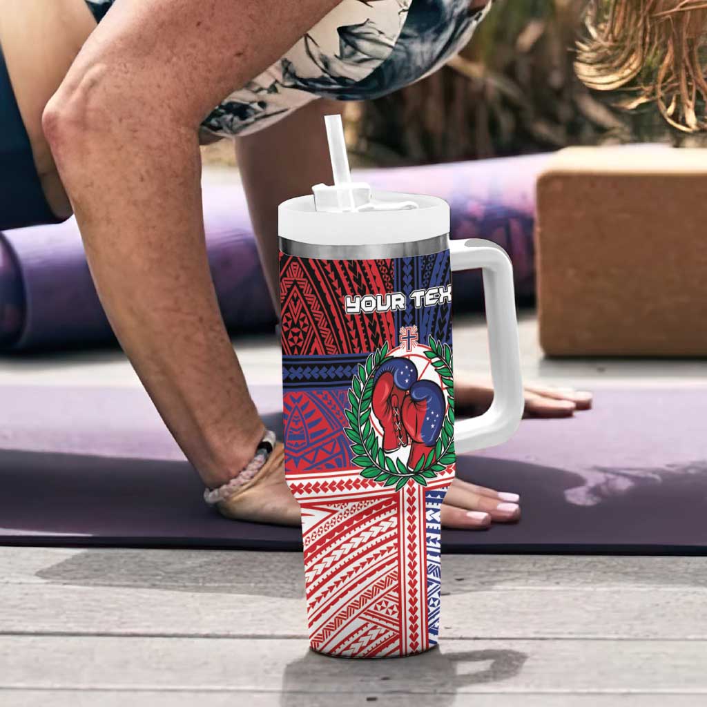 Personalised Samoa Boxing Tumbler With Handle Samoan Boxer Funny Style - Polynesian Pride