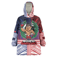 Personalised Samoa Boxing Wearable Blanket Hoodie Samoan Boxer Funny Style - Polynesian Pride