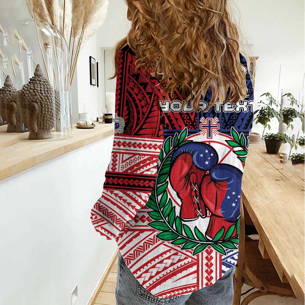 Personalised Samoa Boxing Women Casual Shirt Samoan Boxer Funny Style DT05 - Polynesian Pride