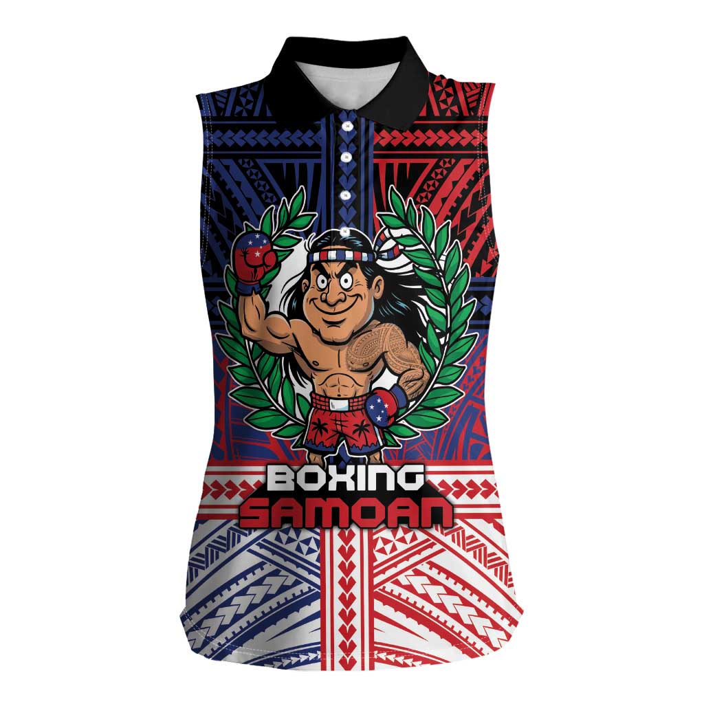 Personalised Samoa Boxing Women Sleeveless Polo Shirt Samoan Boxer Funny Style - Polynesian Pride