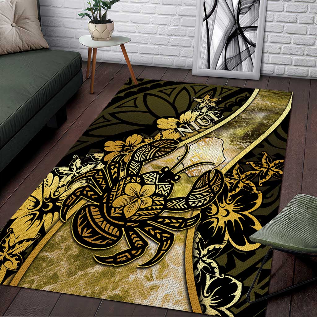Niue Area Rug Niuean Crab Waves Style