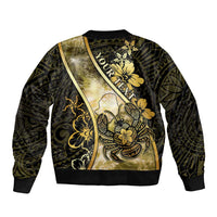 Personalised Niue Bomber Jacket Niuean Crab Waves Style
