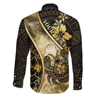 Personalised Niue Family Matching Long Sleeve Bodycon Dress and Hawaiian Shirt Niuean Crab Waves Style