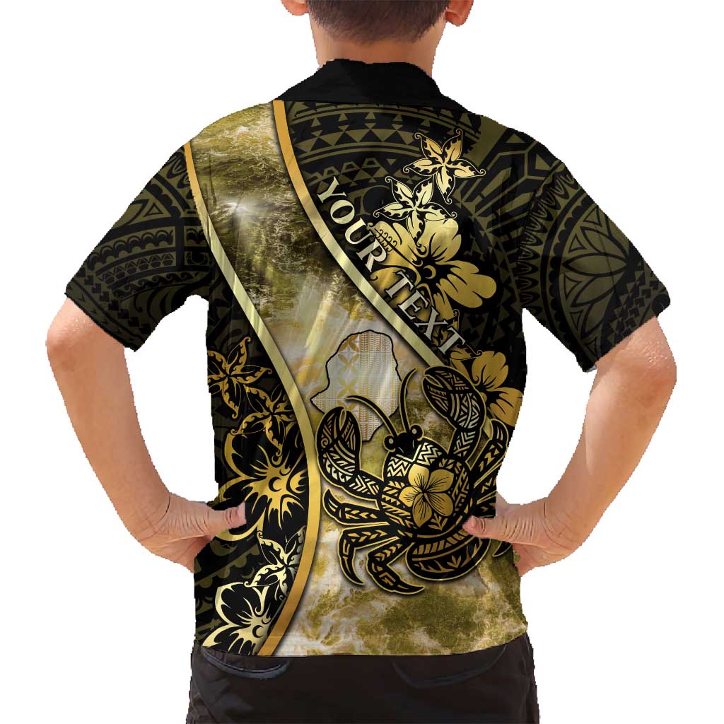 Personalised Niue Family Matching Off Shoulder Short Dress and Hawaiian Shirt Niuean Crab Waves Style