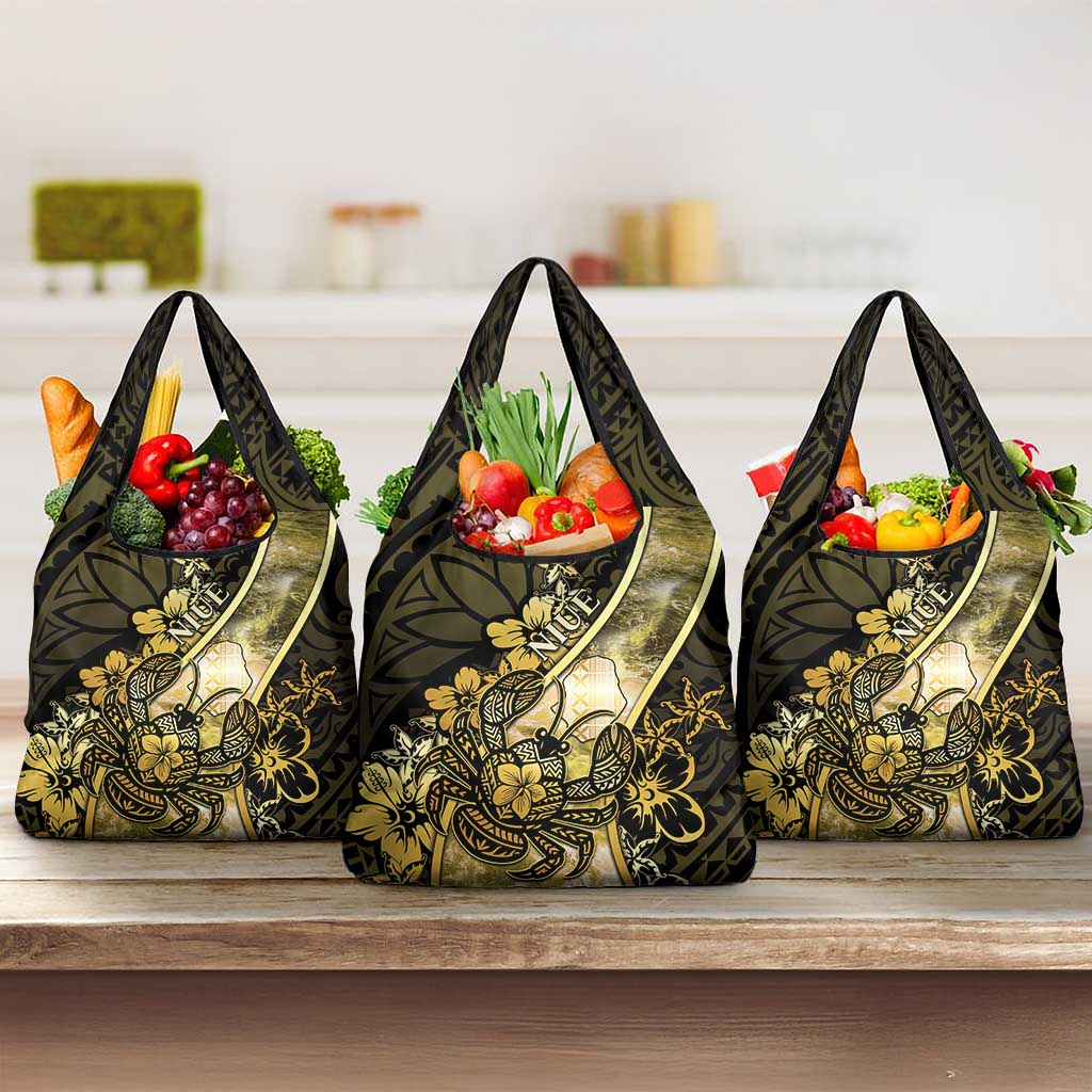 Niue Grocery Bag Niuean Crab Waves Style