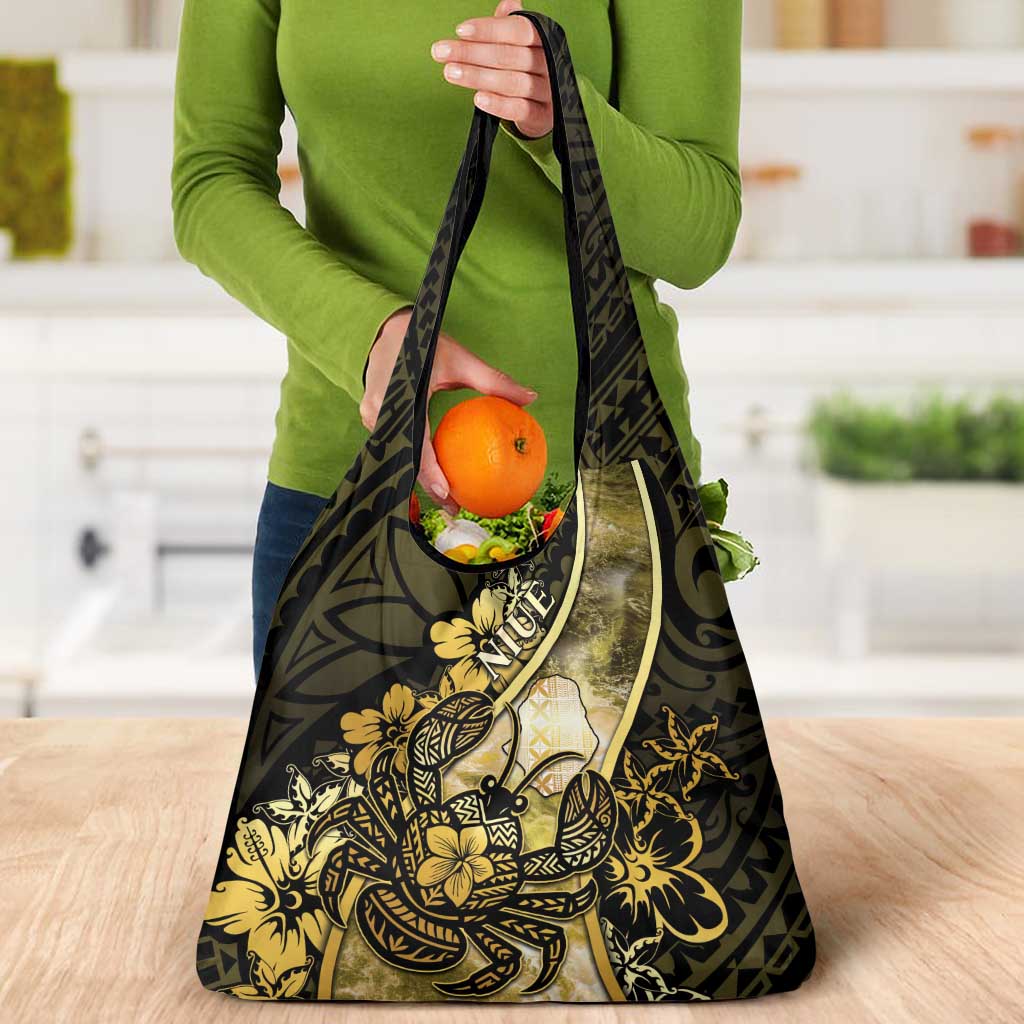 Niue Grocery Bag Niuean Crab Waves Style