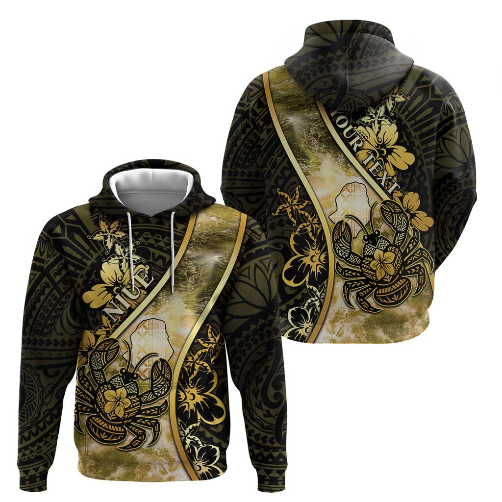 Personalised Niue Hoodie Niuean Crab Waves Style