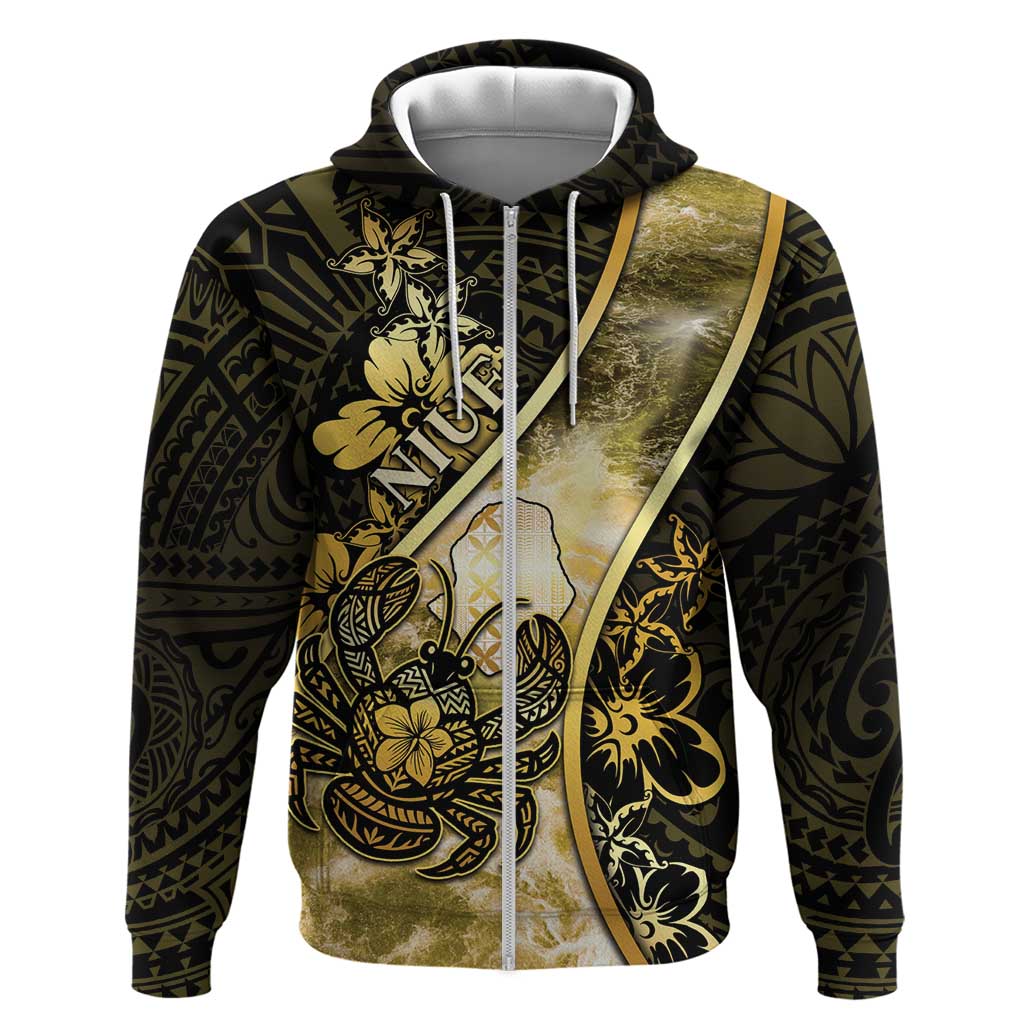Personalised Niue Hoodie Niuean Crab Waves Style