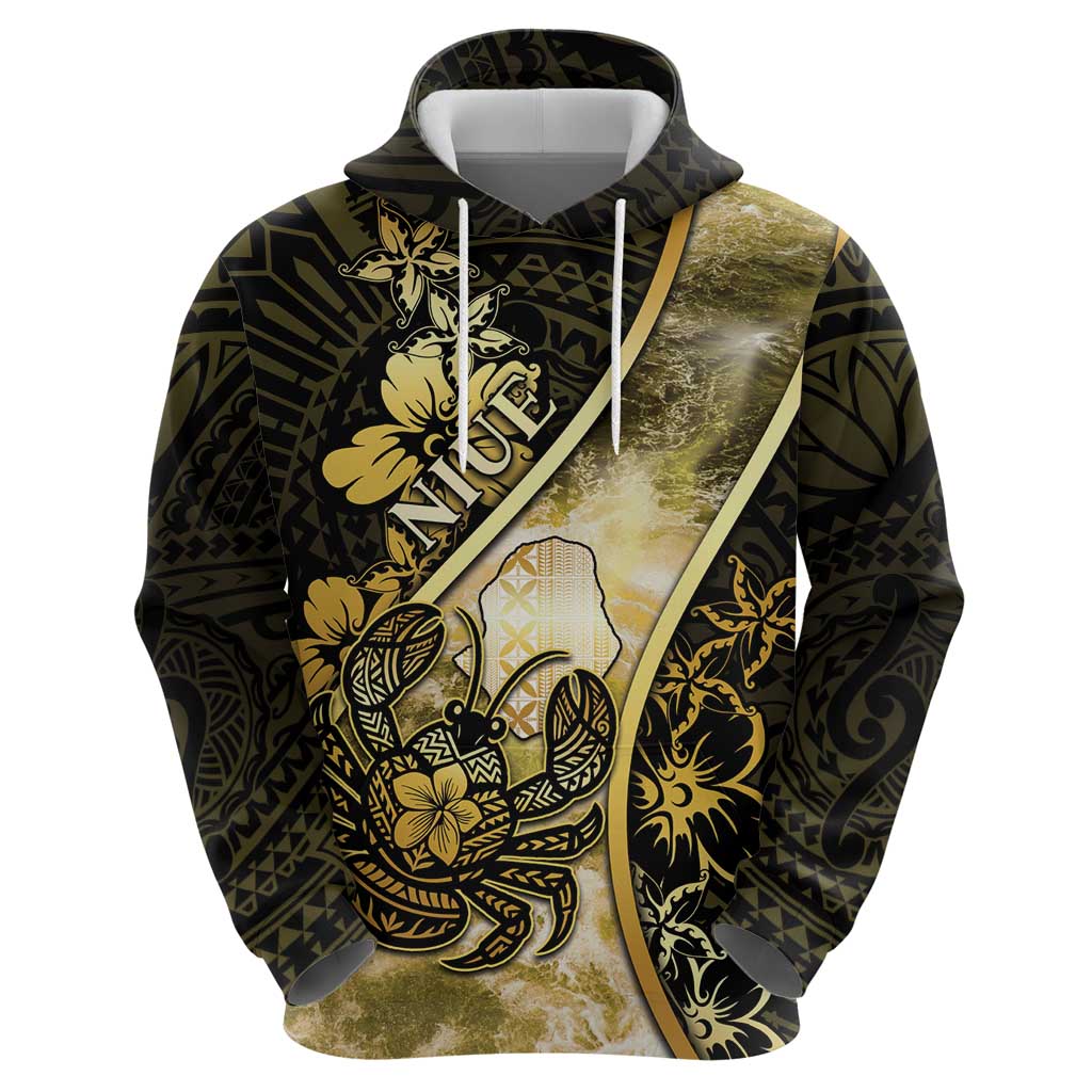 Personalised Niue Hoodie Niuean Crab Waves Style