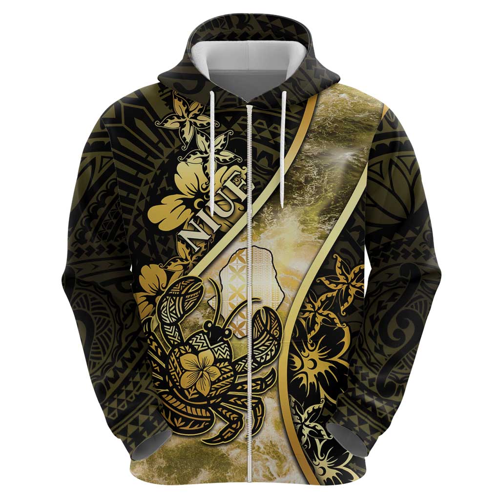 Personalised Niue Hoodie Niuean Crab Waves Style