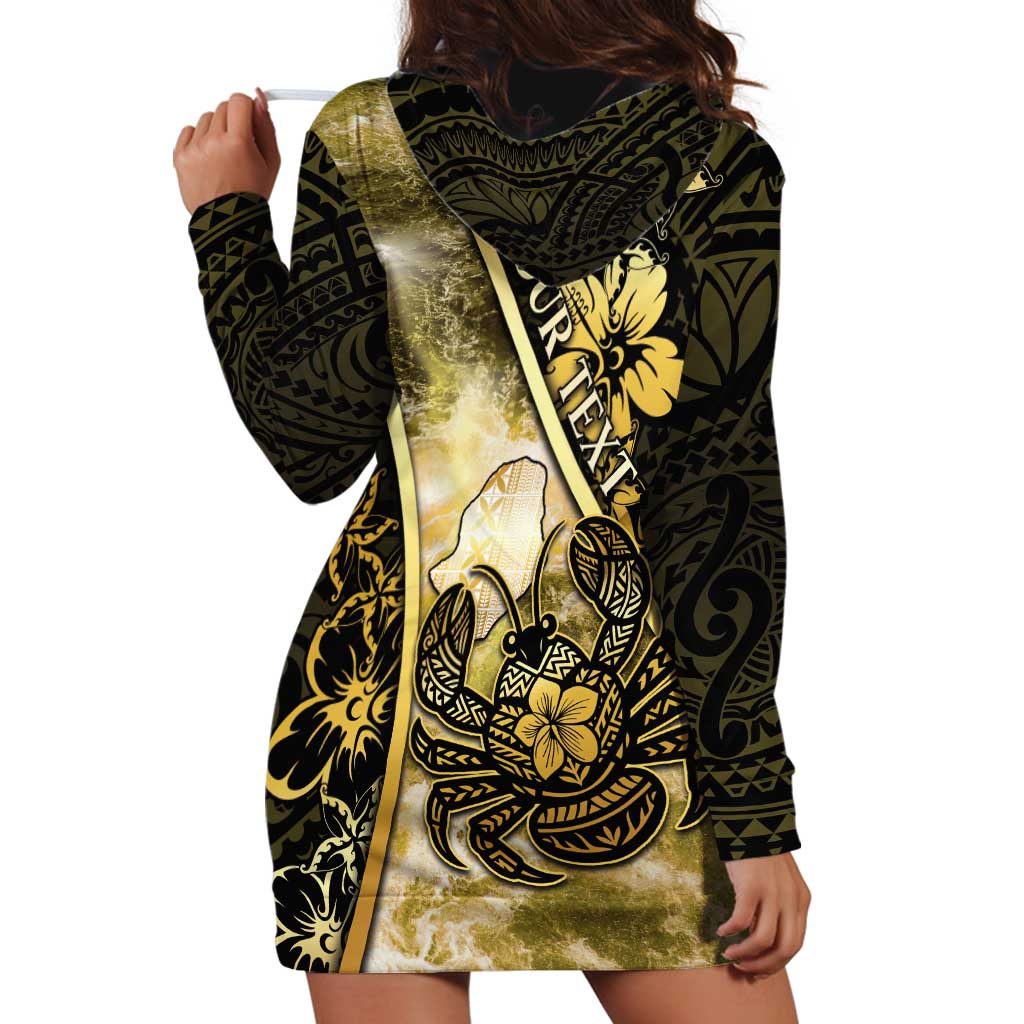 Personalised Niue Hoodie Dress Niuean Crab Waves Style