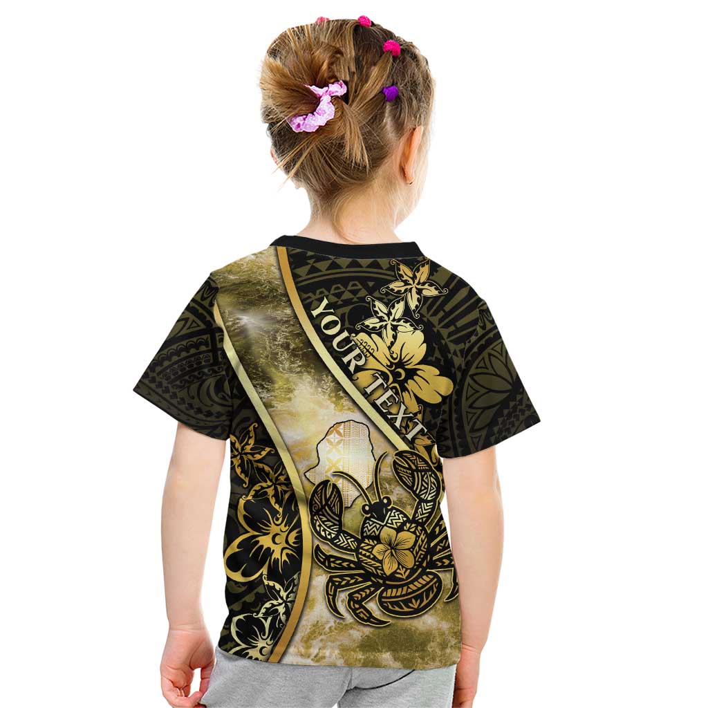 Personalised Niue Kid T Shirt Niuean Crab Waves Style