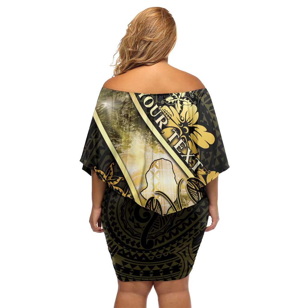 Personalised Niue Off Shoulder Short Dress Niuean Crab Waves Style