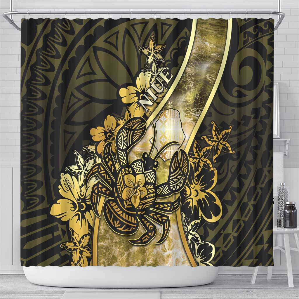 Niue Shower Curtain Niuean Crab Waves Style