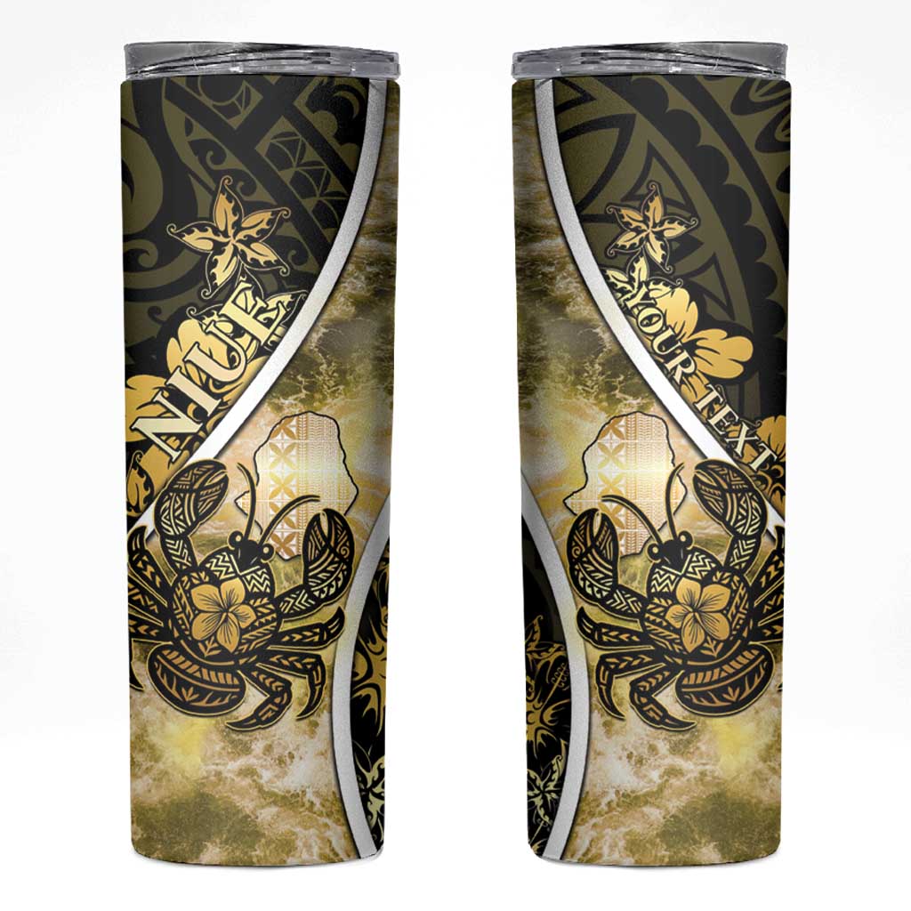 Personalised Niue Skinny Tumbler Niuean Crab Waves Style