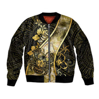 Personalised Niue Sleeve Zip Bomber Jacket Niuean Crab Waves Style