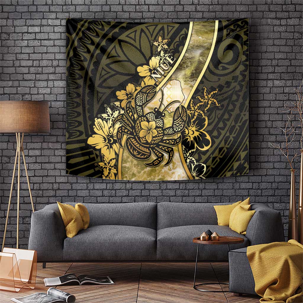 Niue Tapestry Niuean Crab Waves Style