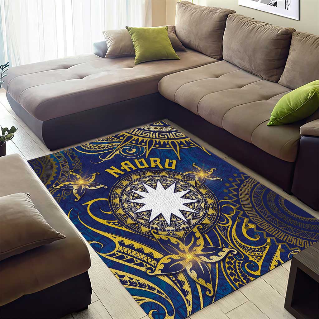 Nauru Area Rug Hibiscus Polynesian Tribal Pattern