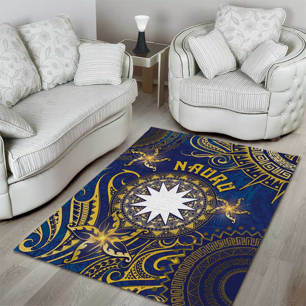 Nauru Area Rug Hibiscus Polynesian Tribal Pattern