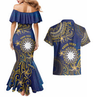 Personalised Nauru Couples Matching Mermaid Dress and Hawaiian Shirt Hibiscus Polynesian Tribal Pattern