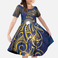 Personalised Nauru Family Matching Long Sleeve Bodycon Dress and Hawaiian Shirt Hibiscus Polynesian Tribal Pattern