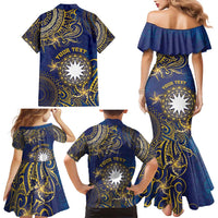 Personalised Nauru Family Matching Mermaid Dress and Hawaiian Shirt Hibiscus Polynesian Tribal Pattern