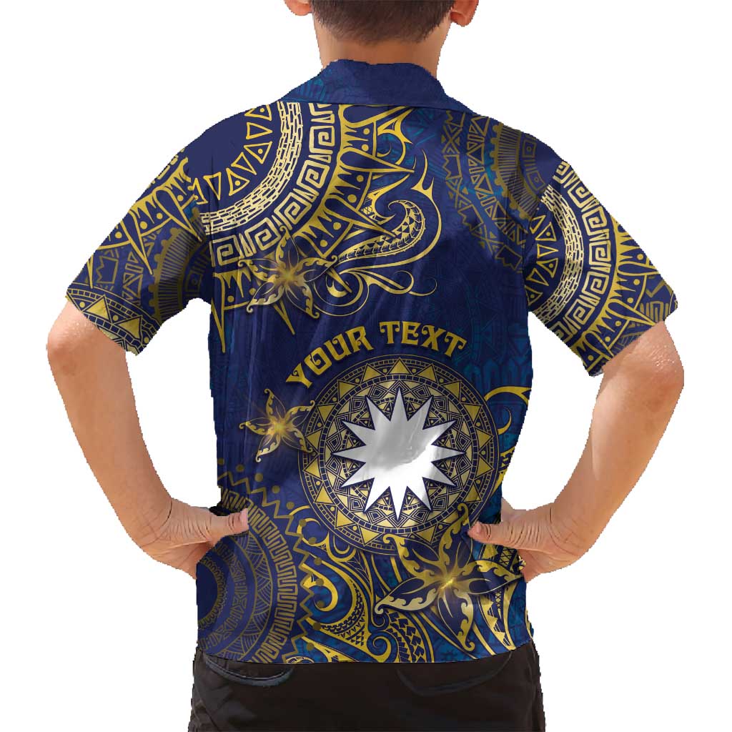 Personalised Nauru Family Matching Off Shoulder Maxi Dress and Hawaiian Shirt Hibiscus Polynesian Tribal Pattern