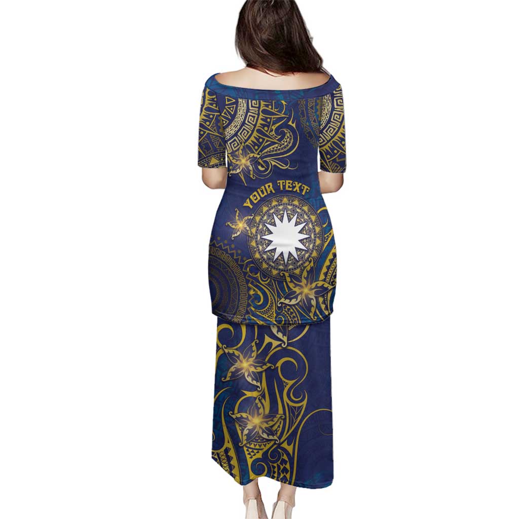 Personalised Nauru Family Matching Puletasi and Hawaiian Shirt Hibiscus Polynesian Tribal Pattern