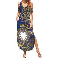 Personalised Nauru Family Matching Summer Maxi Dress and Hawaiian Shirt Hibiscus Polynesian Tribal Pattern