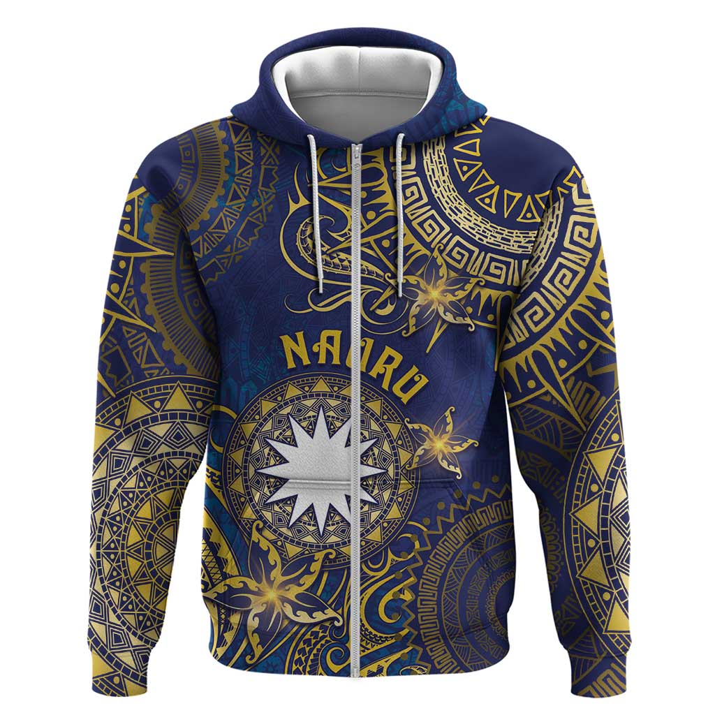 Personalised Nauru Hoodie Hibiscus Polynesian Tribal Pattern