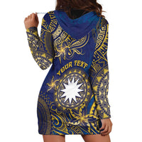 Personalised Nauru Hoodie Dress Hibiscus Polynesian Tribal Pattern