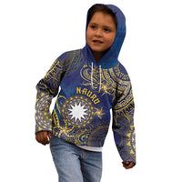 Personalised Nauru Kid Hoodie Hibiscus Polynesian Tribal Pattern