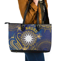 Nauru Leather Tote Bag Hibiscus Polynesian Tribal Pattern