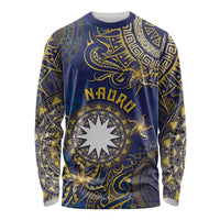 Personalised Nauru Long Sleeve Shirt Hibiscus Polynesian Tribal Pattern