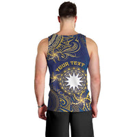 Personalised Nauru Men Tank Top Hibiscus Polynesian Tribal Pattern