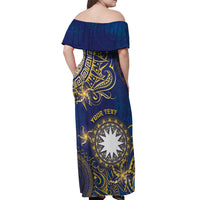 Personalised Nauru Off Shoulder Maxi Dress Hibiscus Polynesian Tribal Pattern
