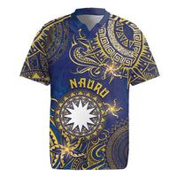 Personalised Nauru Rugby Jersey Hibiscus Polynesian Tribal Pattern