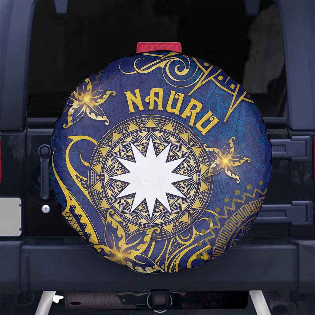 Nauru Spare Tire Cover Hibiscus Polynesian Tribal Pattern