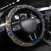 Nauru Steering Wheel Cover Hibiscus Polynesian Tribal Pattern